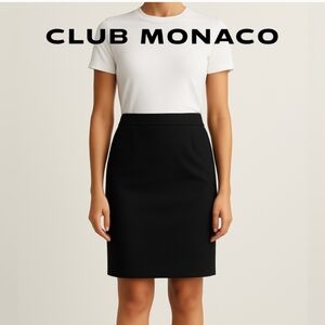 Club Monaco Wool Pencil Skirt | Black Tailored Workwear Size 14